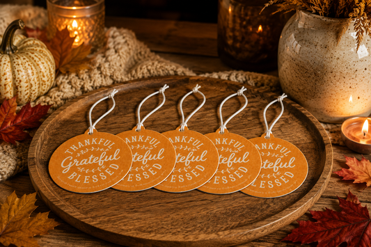 Fall “Thankful • Grateful • Blessed” Reusable Hangers — 5 Pack