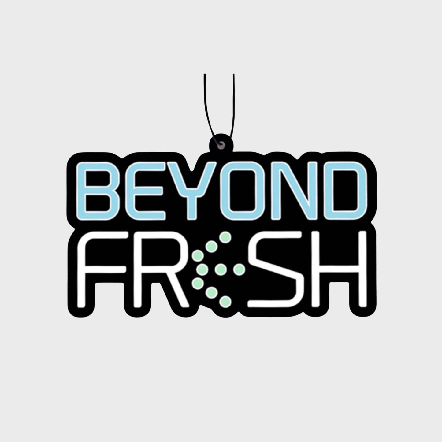 Reusable Hanging Tag with Beyond Fresh Logo on a white background