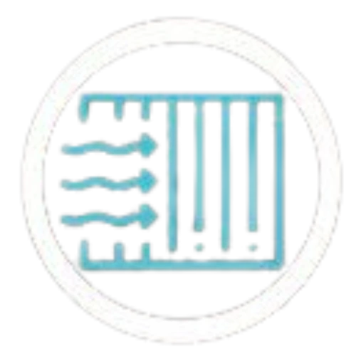 Icon of a box with arrows indicating ventilation on a transparent background