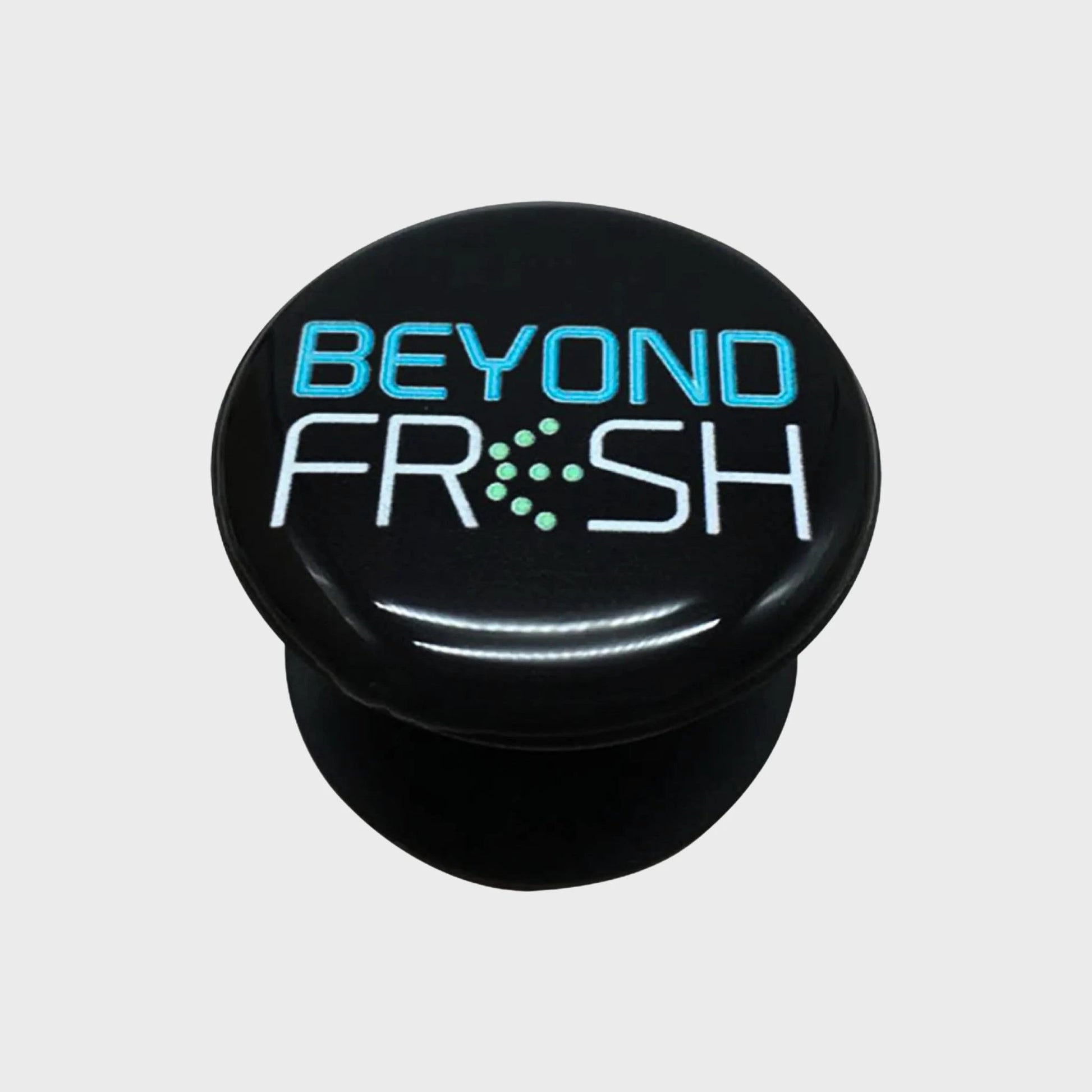 Black pop socket with 'Beyond Fresh' logo on a white background