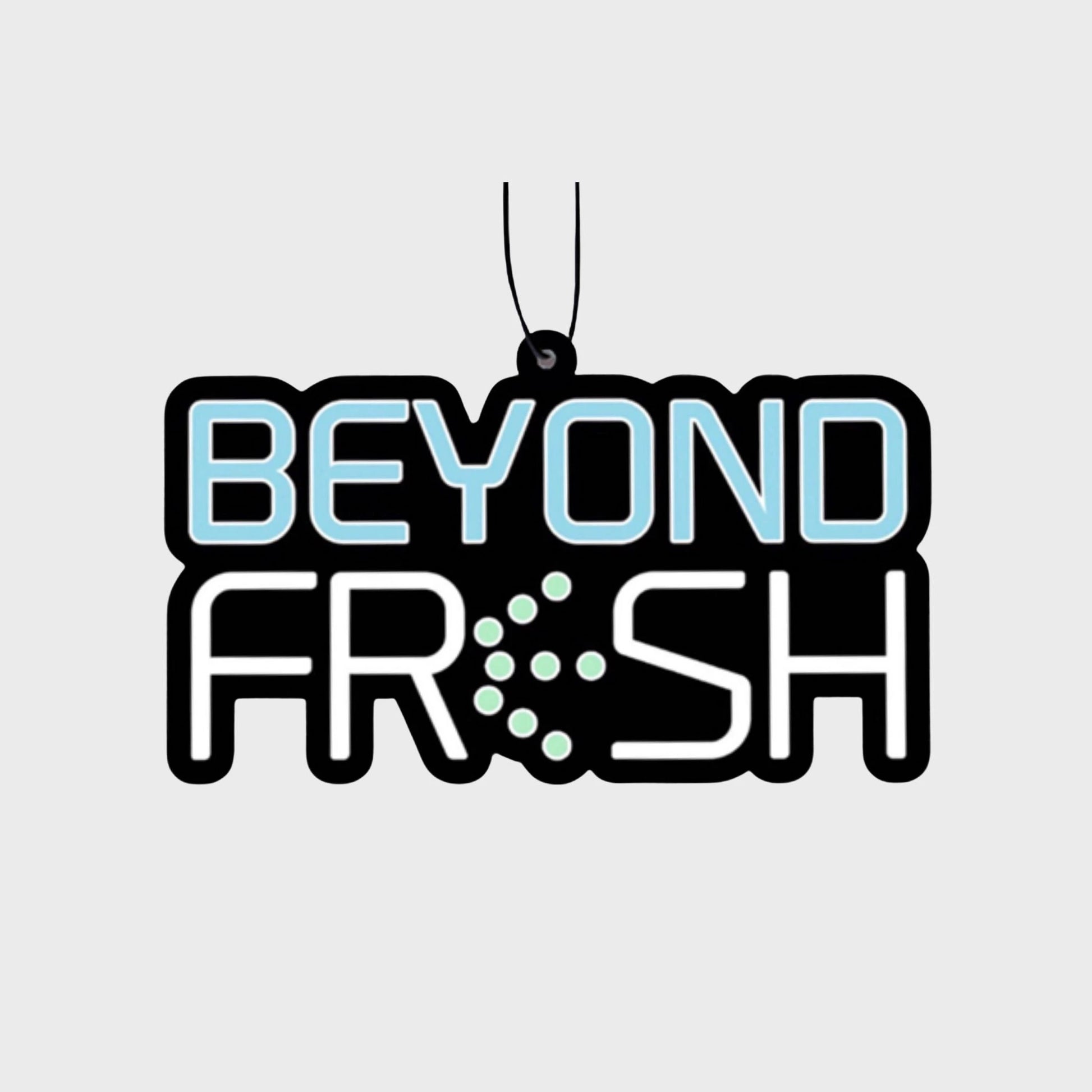 Reusable Hanging Tag with Beyond Fresh Logo on a white background