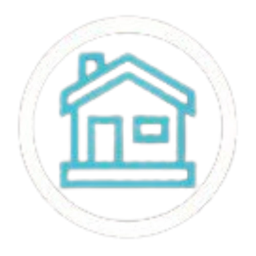 Blue house icon on a transparent background