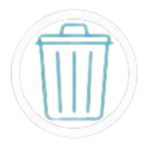 Blue trash bin icon on a transparent background
