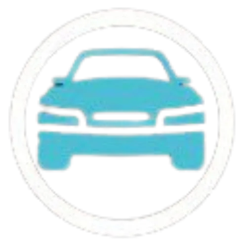 Blue car icon on a transparent background
