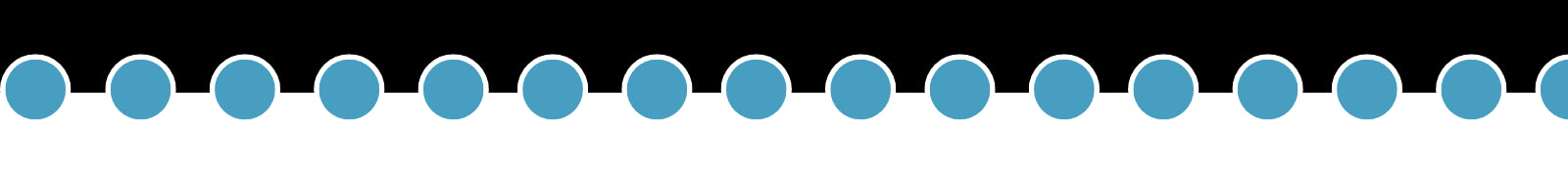 Row of blue circular icons on a white background